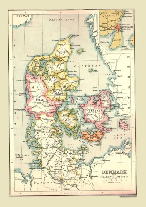 Framed Print : Map of Denmark, 1902. Creator: Unknown Framed Print : Map of Denmark, 1902. Creator: Unknown
