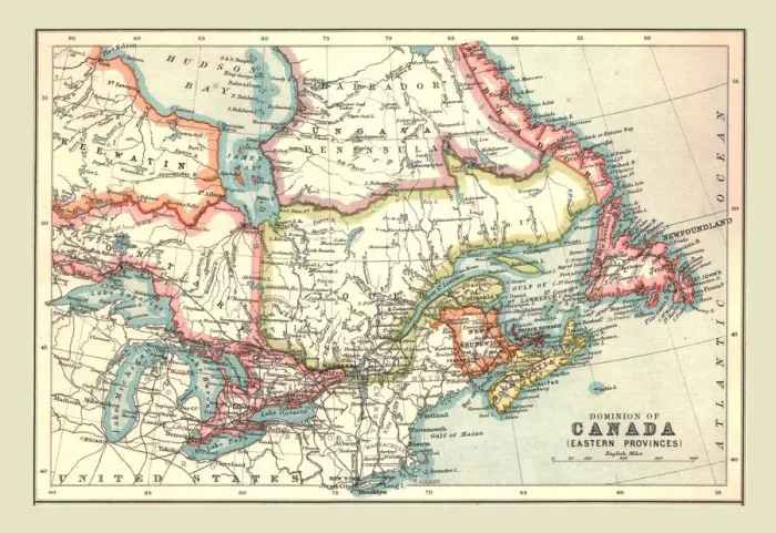 Framed Print : Map of the Dominion of Canada, Eastern Provinces, 1902. Creator: Unknown Framed Print : Map of the Dominion of Canada, Eastern Provinces, 1902. Creator: Unknown