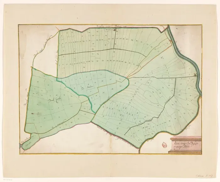 Framed Print : Map of the East Bijlmer and Gein and Gaasperpolder, 1650-1750. Creator: Anon Framed Print : Map of the East Bijlmer and Gein and Gaasperpolder, 1650-1750. Creator: Anon