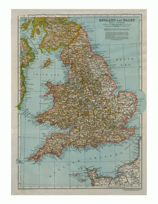 Framed Print : Map of England and Wales, c1910. Artist: Gull Engraving Company Framed Print : Map of England and Wales, c1910. Artist: Gull Engraving Company