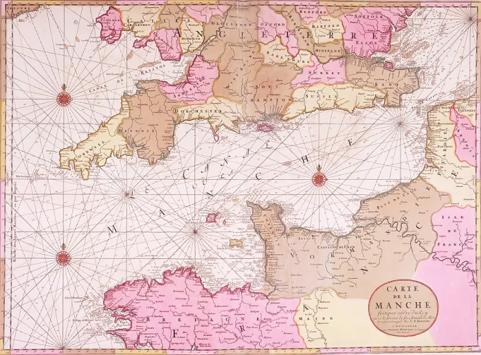 Framed Print : Map of the English Channel, 1693. Creator: Pieter Mortier Framed Print : Map of the English Channel, 1693. Creator: Pieter Mortier