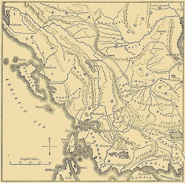 Map of Epirus and Western Greece, 1890. Creator: Unknown
