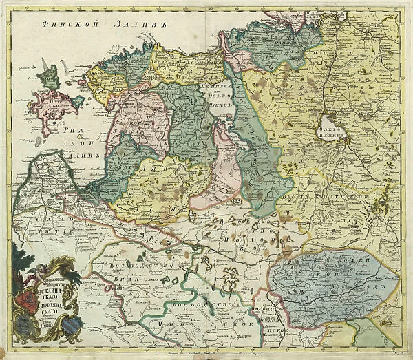 Map of Estonia and Livonia, 1745. Artist: Anonymous master
