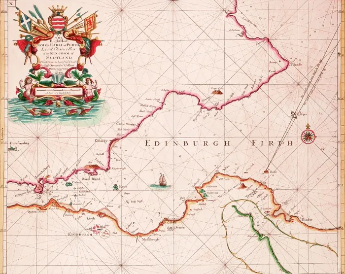 Framed Print : Map of the Firth of Forth, 1689. Creator: Greenvile Collins Framed Print : Map of the Firth of Forth, 1689. Creator: Greenvile Collins
