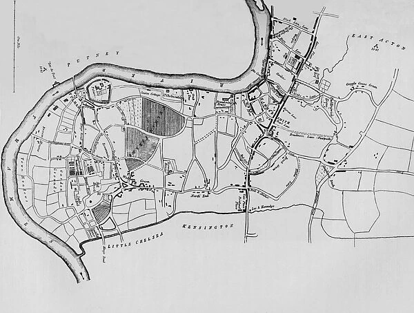 A map of Fulham in 1813 (1911)