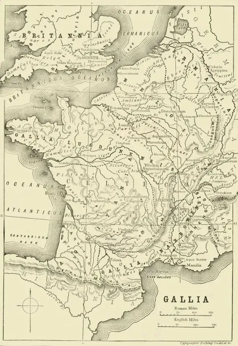 Framed Print : Map of Gaul and Part of Britain, 1890. Creator: Unknown
