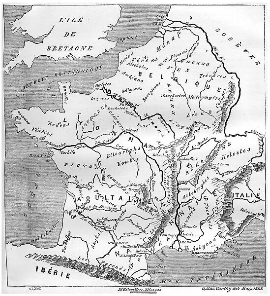 A map of Gaul during the time of Augustus, 1848, (1882-1884). Artist: MacCarthy