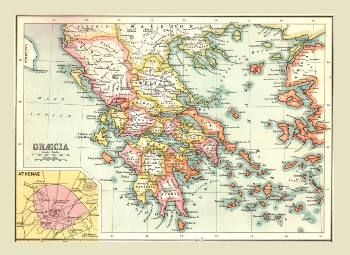 Framed Print : Map of Graecia, (1902). Creator: Unknown Framed Print : Map of Graecia, (1902). Creator: Unknown