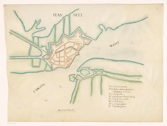 Framed Print : Map of Hasselt fortress, c.1650-c.1799. Creator: Anon