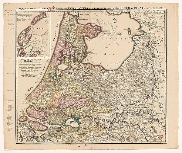 Map of Holland, Utrecht and part of Gelderland, 1726-1727. Creator: Caspar Specht