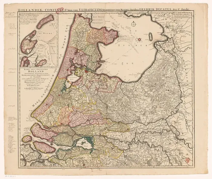 Framed Print : Map of Holland, Utrecht and part of Gelderland, 1726-1727. Creator: Caspar Specht Framed Print : Map of Holland, Utrecht and part of Gelderland, 1726-1727. Creator: Caspar Specht
