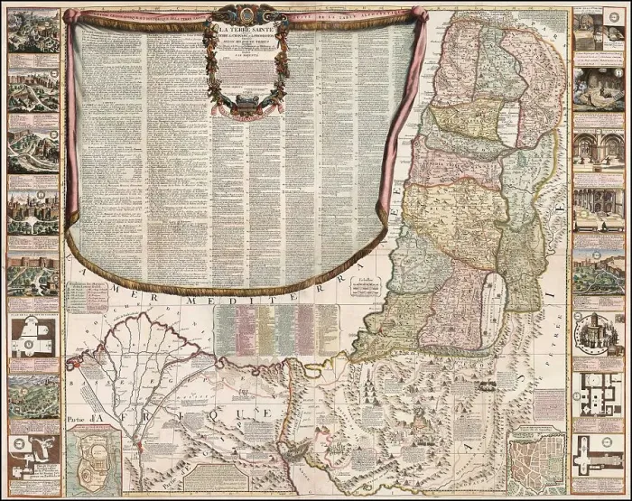 Framed Print : Map of the Holy Land Divided into the Twelve Tribes of Israel, um 1700. Creator: Nolin, Jean-Baptiste (1657-1708) Framed Print : Map of the Holy Land Divided into the Twelve Tribes of Israel, um 1700. Creator: Nolin, Jean-Baptiste (1657-1708)