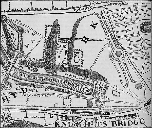 Map of Hyde Park, London, 1748 (1878). Artist: John Pine