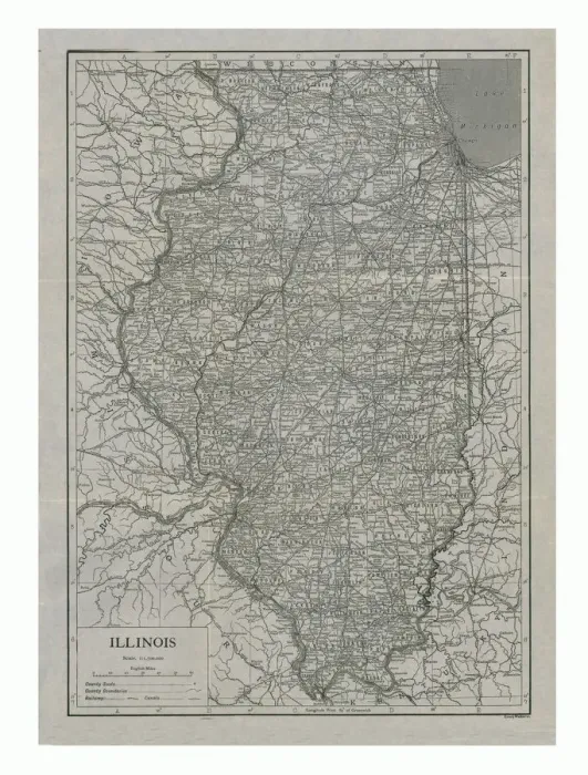 Framed Print : Map of Illinois, USA, c1910s. Artist: Emery Walker Ltd Framed Print : Map of Illinois, USA, c1910s. Artist: Emery Walker Ltd