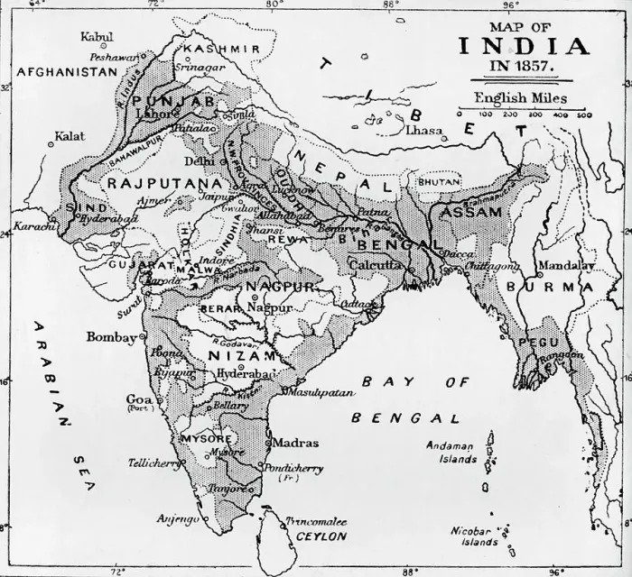 Framed Print : Map of India in 1857, c1912 Framed Print : Map of India in 1857, c1912