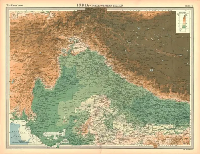Framed Print : Map of India - North Western Section Framed Print : Map of India - North Western Section