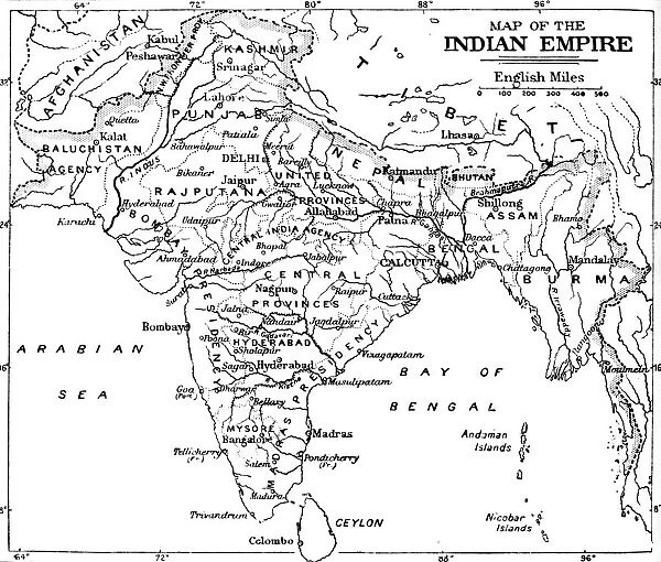 Map of the Indian Empire, c1912