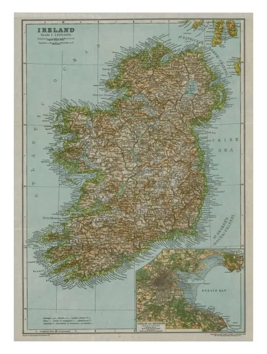 Framed Print : Map of Ireland, c1910. Artist: Gull Engraving Company Framed Print : Map of Ireland, c1910. Artist: Gull Engraving Company