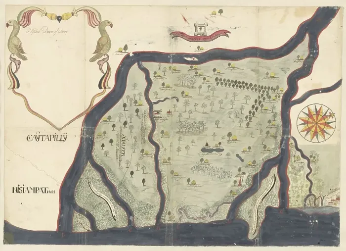 Framed Print : Map of the island of Dieuw or DieWij on the Coromandel coast, India, 1675-1725. Creator: Anon Framed Print : Map of the island of Dieuw or DieWij on the Coromandel coast, India, 1675-1725. Creator: Anon