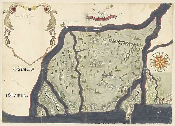 Map of the island of Dieuw or DieWij on the Coromandel coast, India, 1675-1725. Creator: Anon