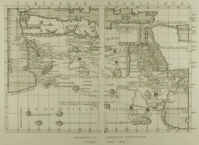Framed Print : Map of Libya, the Middle East and North Africa, 1478, reprinted 1889. Creator: Unknown Framed Print : Map of Libya, the Middle East and North Africa, 1478, reprinted 1889. Creator: Unknown