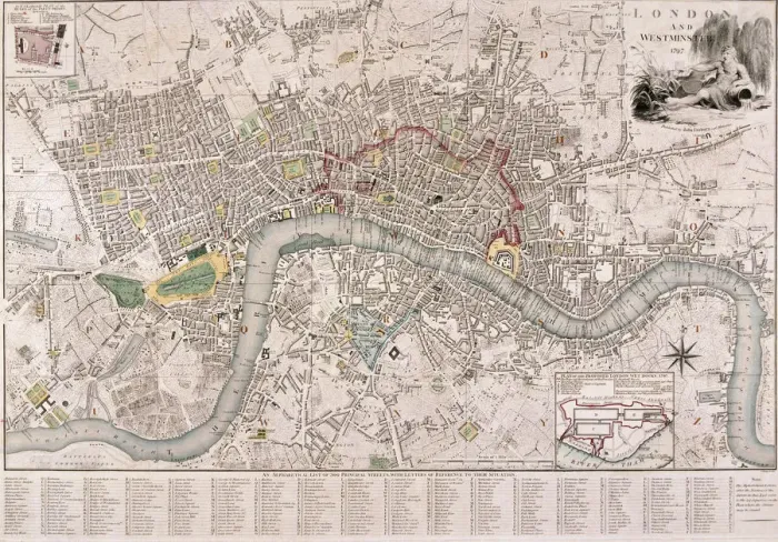 Framed Print : Map of London, 1797. Artist: Edward Mogg Framed Print : Map of London, 1797. Artist: Edward Mogg
