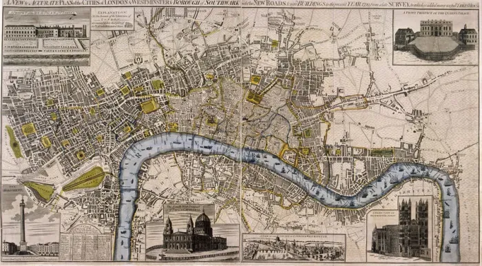 Framed Print : Map of London, 1798 Framed Print : Map of London, 1798