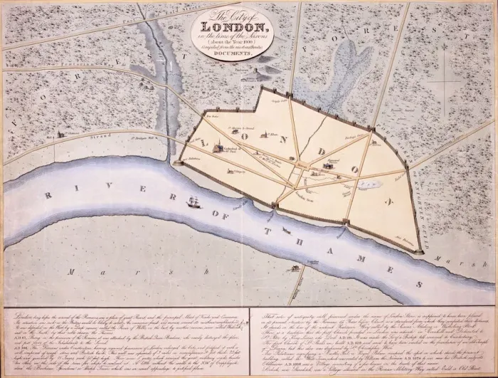 Framed Print : Map of London, c1000 Framed Print : Map of London, c1000