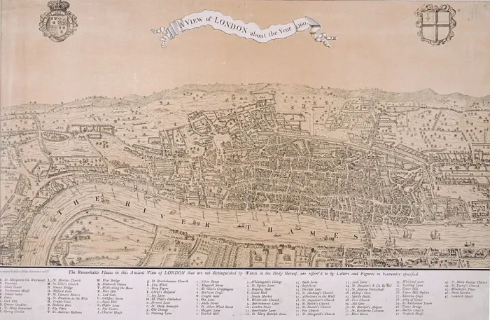 Framed Print : Map of London, c1560 Framed Print : Map of London, c1560