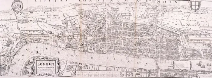 Framed Print : Map of London, c1560 Framed Print : Map of London, c1560