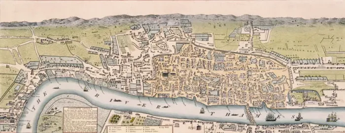 Framed Print : Map of London, c1563 Artist: William Darton Framed Print : Map of London, c1563 Artist: William Darton