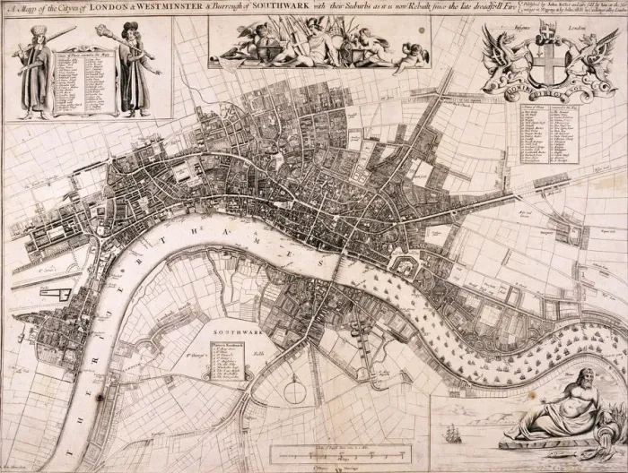 Framed Print : Map of London, c1680. Artist: John Oliver Framed Print : Map of London, c1680. Artist: John Oliver