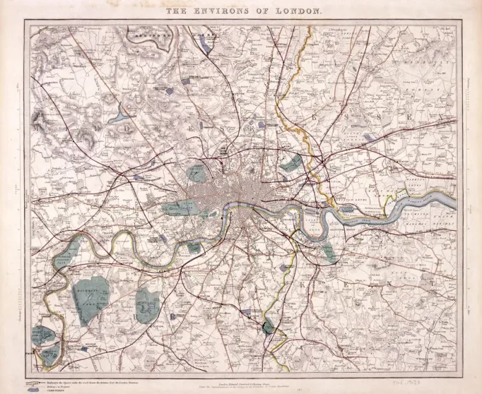 Framed Print : Map of London, c1860. Artist: Benjamin Rees Davies Framed Print : Map of London, c1860. Artist: Benjamin Rees Davies