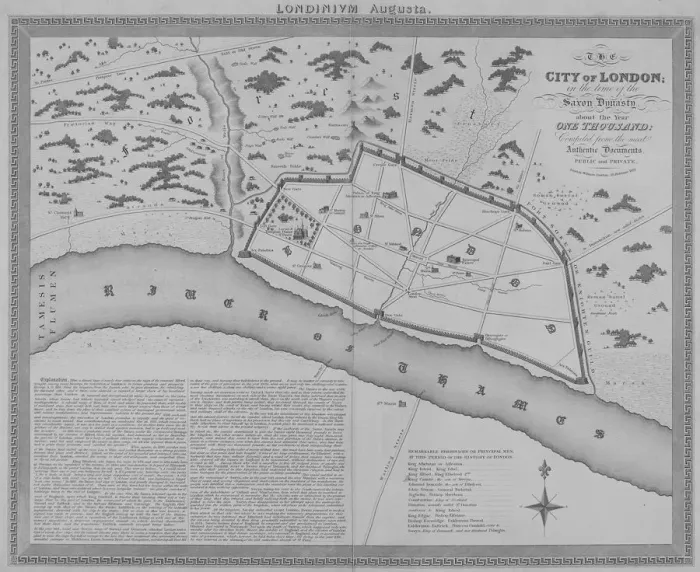 Framed Print : Map of London during the Saxon period, 1835 Framed Print : Map of London during the Saxon period, 1835