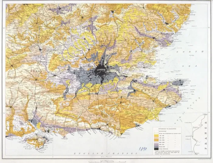 Framed Print : Map of London and south-east England, 1891. Artist: John Bartholomew Framed Print : Map of London and south-east England, 1891. Artist: John Bartholomew