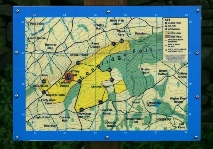 Framed Print : Map of Longridge Fell, Lancashire Framed Print : Map of Longridge Fell, Lancashire