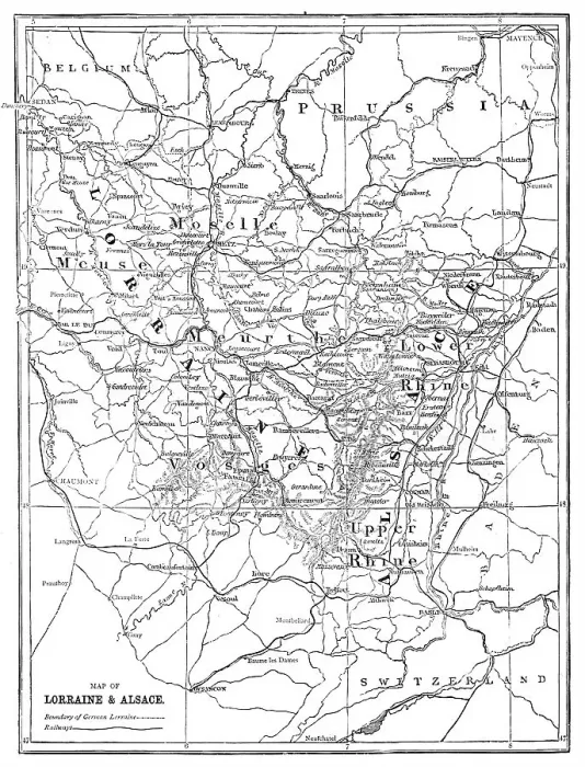 Framed Print : Map of Lorraine and Alsace; Alsace and Lorraine, 1875. Creator: Unknown Framed Print : Map of Lorraine and Alsace; Alsace and Lorraine, 1875. Creator: Unknown
