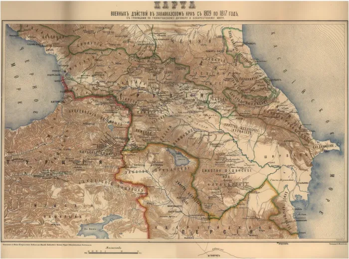 Framed Print : Map of military operations in the Transcaucasian region from 1809 to 1817, 1817 Framed Print : Map of military operations in the Transcaucasian region from 1809 to 1817, 1817