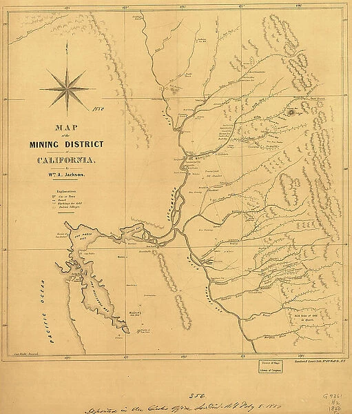 Map of the mining district of California, 1850. Creator: William A. Jackson