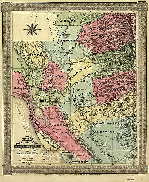Map of the mining district of California, 1851. Creator: William A. Jackson