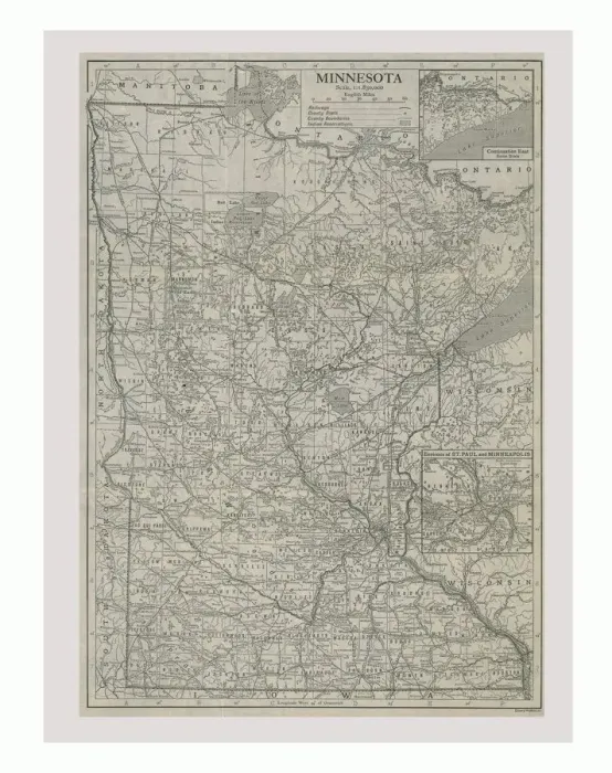 Framed Print : Map of Minnesota, USA, c1900s. Artist: Emery Walker Ltd Framed Print : Map of Minnesota, USA, c1900s. Artist: Emery Walker Ltd
