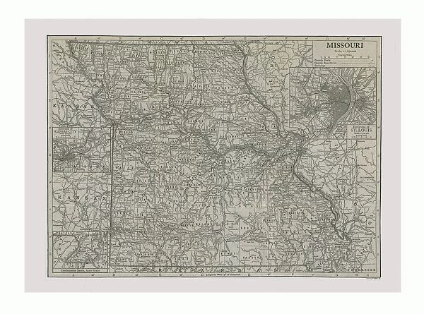 Map of Missouri, USA, c1900s. Artists: Emery Walker Ltd, Emery Walker