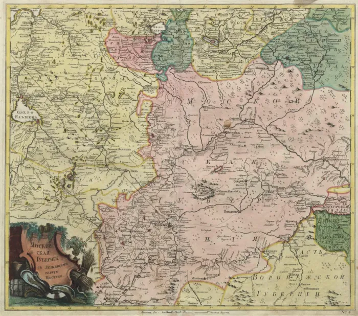 Framed Print : Map of Moscow governorate and parts of nearest provinces, 1745. Artist: Anonymous master Framed Print : Map of Moscow governorate and parts of nearest provinces, 1745. Artist: Anonymous master