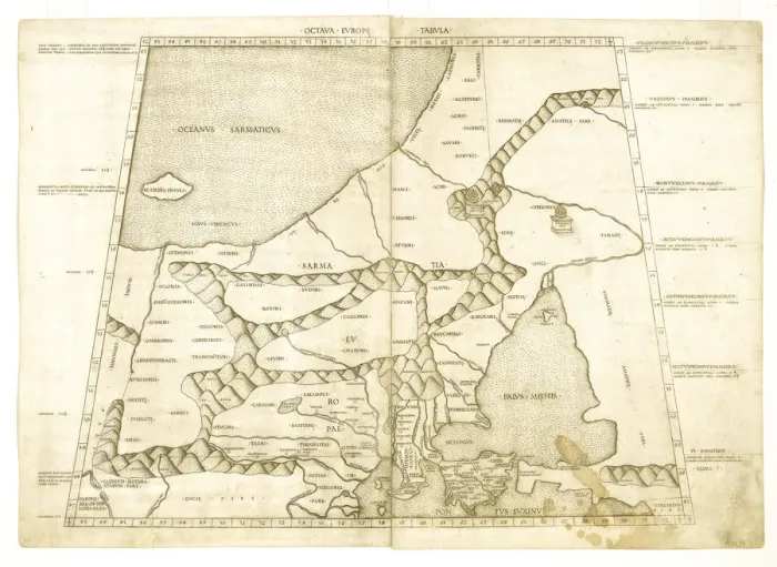 Framed Print : Map of Muscovy by Ptolemy (Octava Europe Tabula). Artist: Anonymous master Framed Print : Map of Muscovy by Ptolemy (Octava Europe Tabula). Artist: Anonymous master