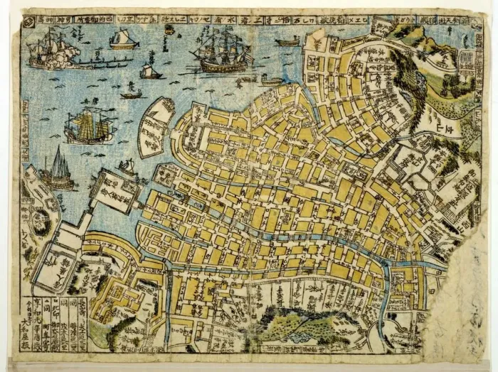 Framed Print : Map of Nagasaki, c1801