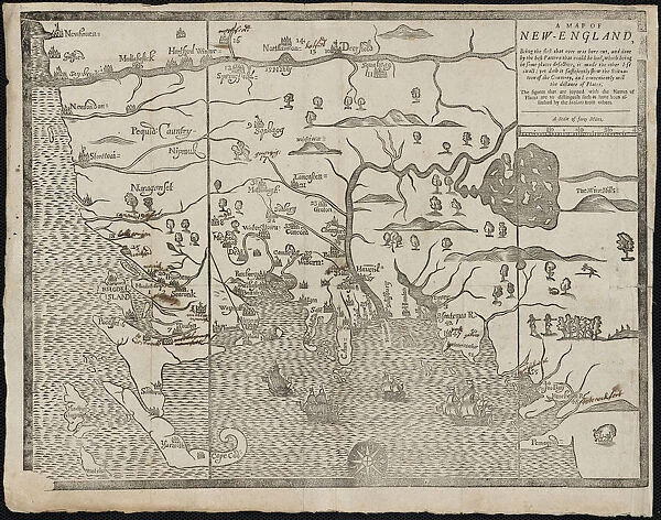 The map of New England (From: William Hubbards The Present State of New-England), 1677. Artist: Foster, John (17th century)