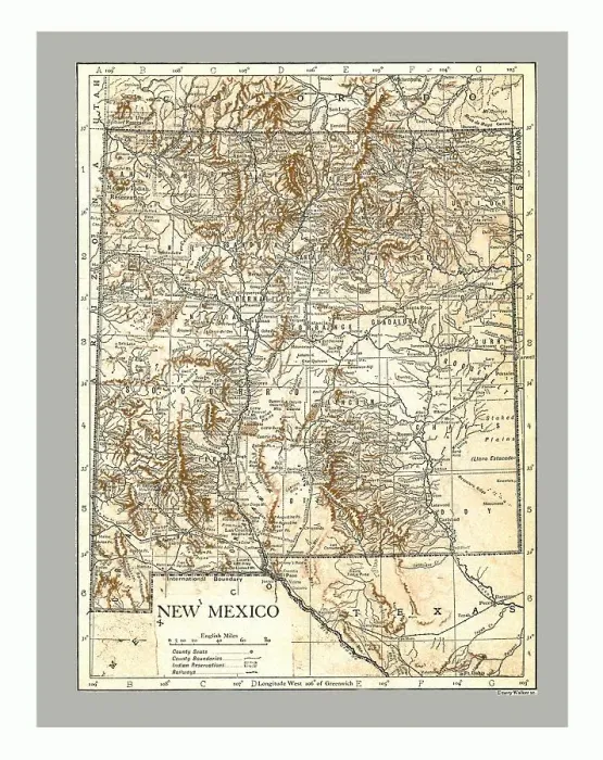Framed Print : Map of New Mexico, c1900s. Artist: Emery Walker Ltd Framed Print : Map of New Mexico, c1900s. Artist: Emery Walker Ltd