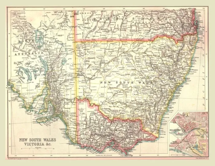 Framed Print : Map of New South Wales and Victoria, 1902. Creator: Unknown Framed Print : Map of New South Wales and Victoria, 1902. Creator: Unknown
