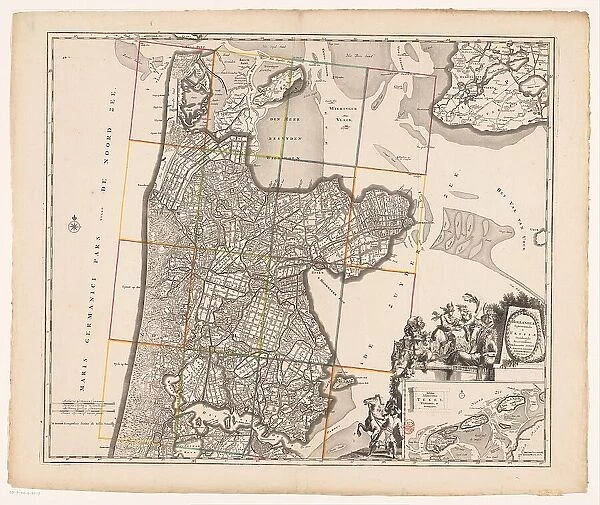 Map of Noord-Holland and part of Friesland, 1726-1750. Creator: Anon