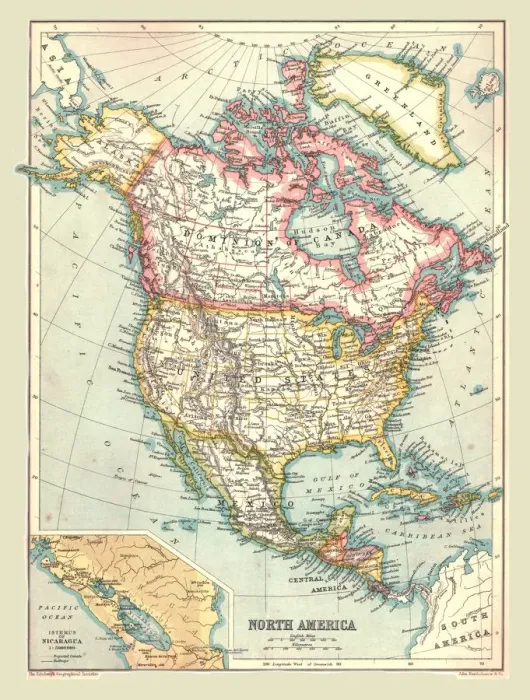 Framed Print : Map of North America, 1902. Creator: Unknown Framed Print : Map of North America, 1902. Creator: Unknown